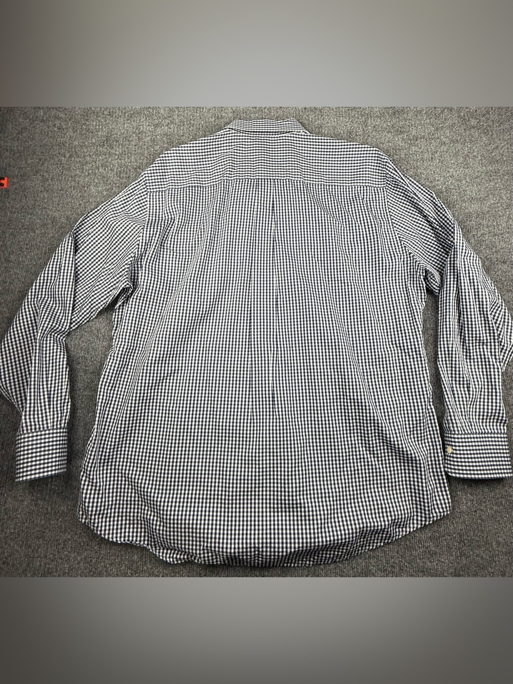 Peter Millar Crown Soft Navy and White Gingham Button-Down Shirt, Size XL - Picture 6 of 11